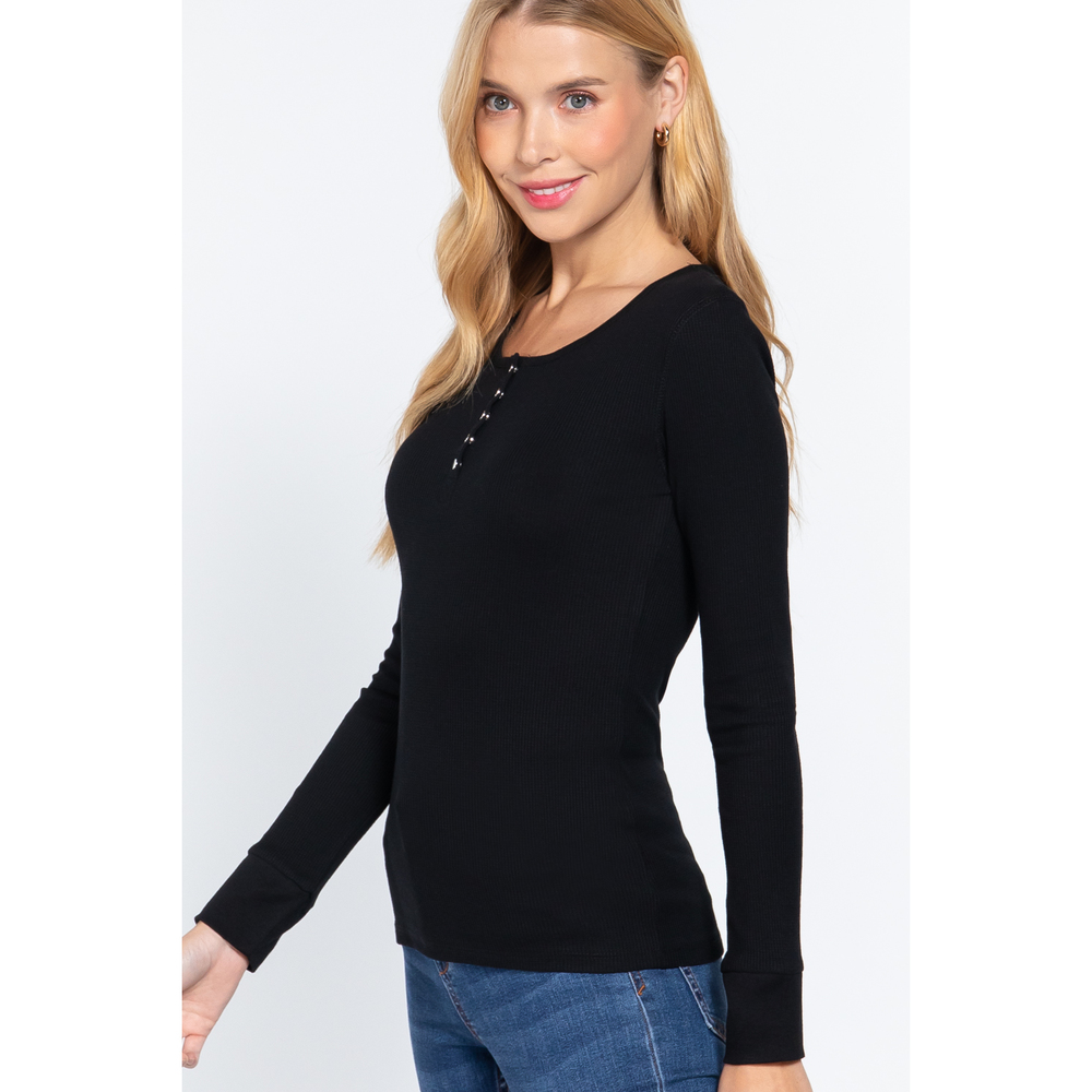 Long Slv Scoop Neck Thermal Top - Picture 3 of 7